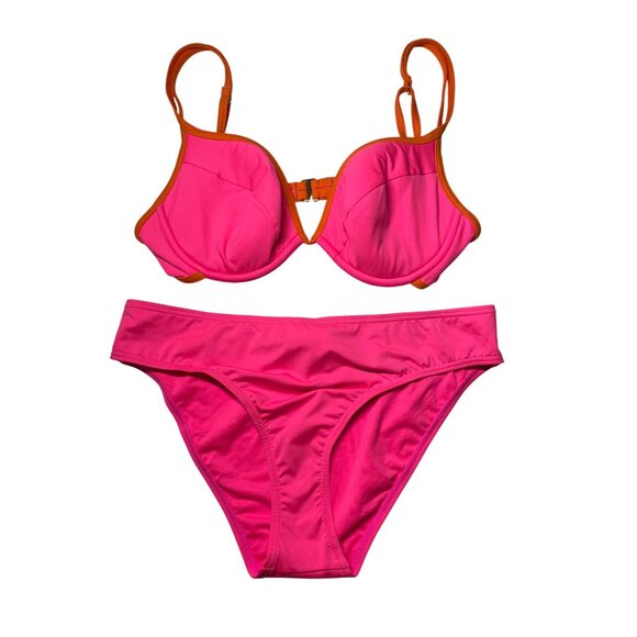 Kate Spade New York Size L Contrast Solids Underwire Bikini – Pink & Orange NEW - Picture 11 of 11